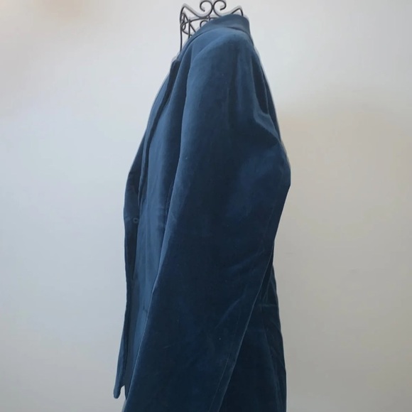 Dark Turquoise Blue Blazer Velour Size 10 - Picture 2 of 12
